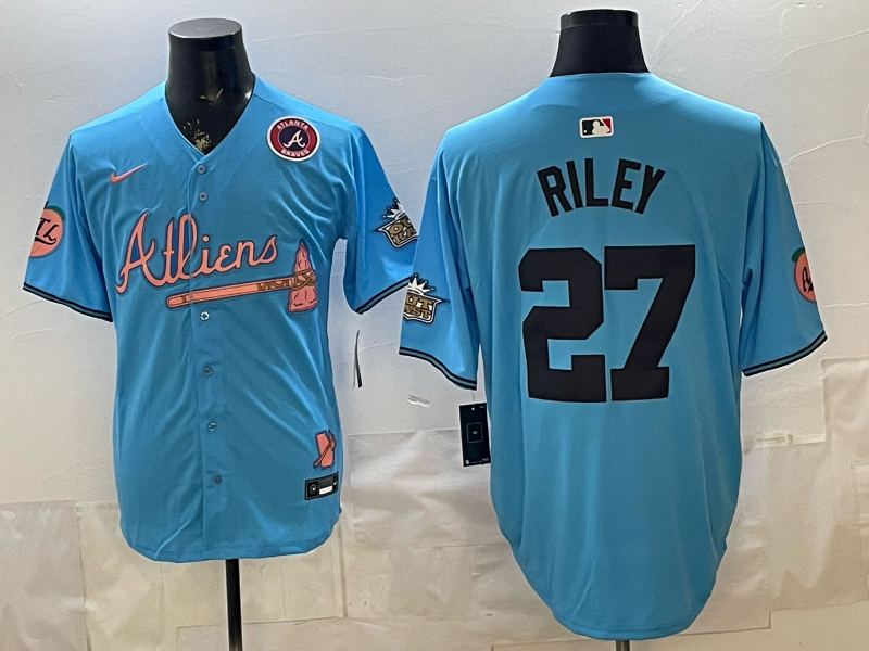 Men Oakland Athletics #27 Riley blue Nike 2025 MLB Jersey 0414003->san antonio spurs->NBA Jersey